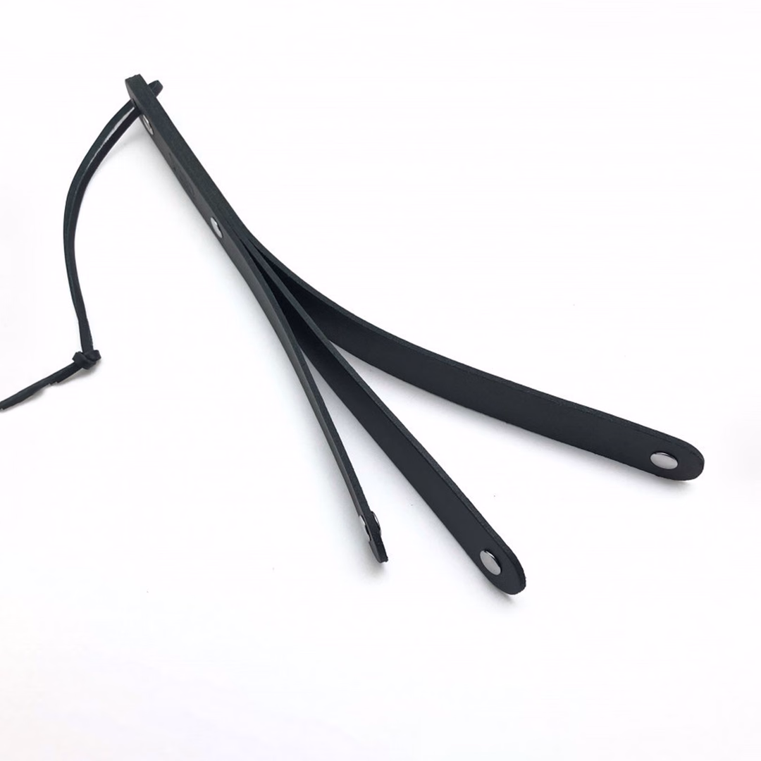 Leather Paddle with 3 Straps - 39,5 cm - Black - 2