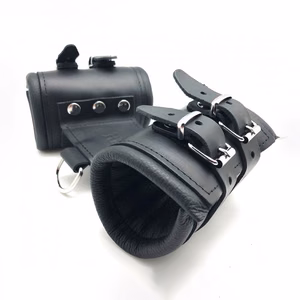 Leather Double Handcuffs - Black - 2