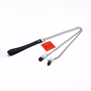 Breast Clamps and Leash - Black/Silver - 2