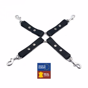 Leather BDSM Knot with Hooks - Black