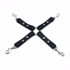 Leather BDSM Knot with Hooks - Black - 2