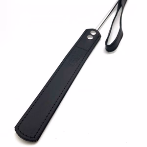 Whip – Metal and Leather – 52 cm – Black/Silver – 2 Whip - Metal and Leather - 52 cm - Black/Silver - 2