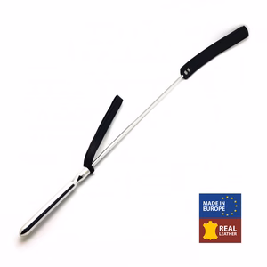 Whip - Metal and Leather - 70,5 cm - Black/Silver