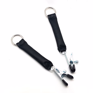 Breast Clamp with Leather Weight 2 x 80 gr - Black/Silver