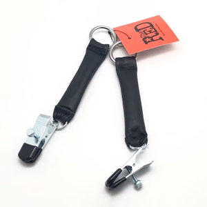 Breast Clamp with Leather Weight 2 x 80 gr - Black/Silver - 2