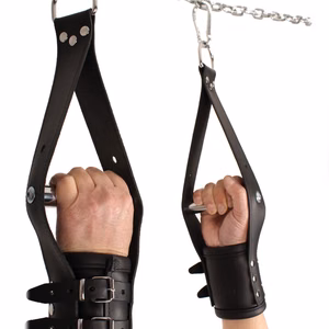 Deluxe Leather Suspension Handcuffs - Black