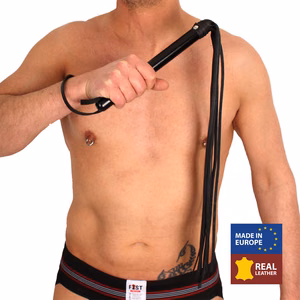 Wooden Martinet with Leather Strings - 75 cm - Black