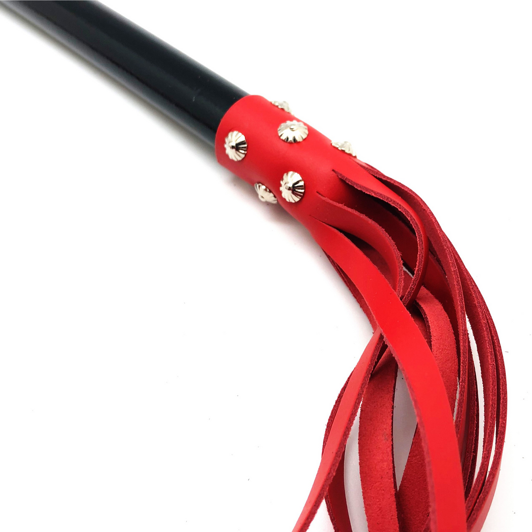 Wooden Martinet with Leather Strings - 78 cm - Red - 2