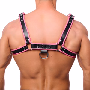 Premium Leather Harness - L/XL - Black/Pink - 2
