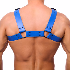 Bulldog Leather Harness - L/XL - Blue - 2
