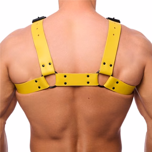 Bulldog Leather Harness - S/M - Yellow - 2