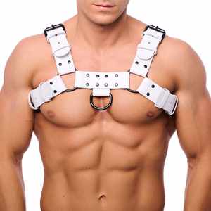 Bulldog Leather Harness - S/M - White