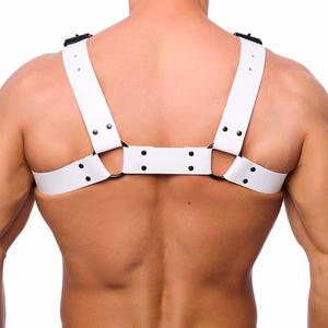 Bulldog Leather Harness – S/M – White – 2 Bulldog Leather Harness - S/M - White - 2