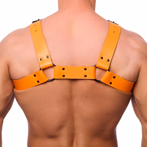 Bulldog Leather Harness - L/XL - Orange - 2