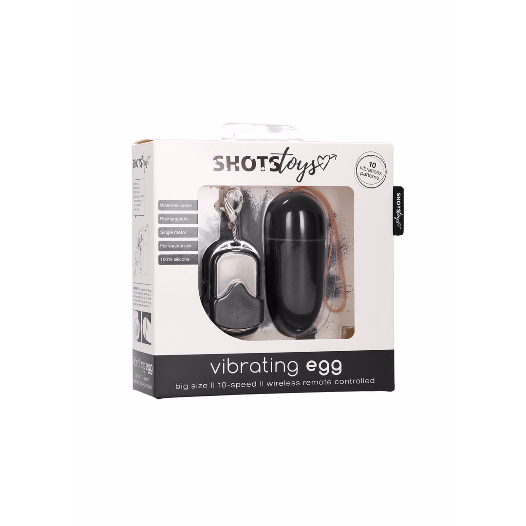 Vibrating Egg with 10 Speeds and Remote Control - L - Black - 2