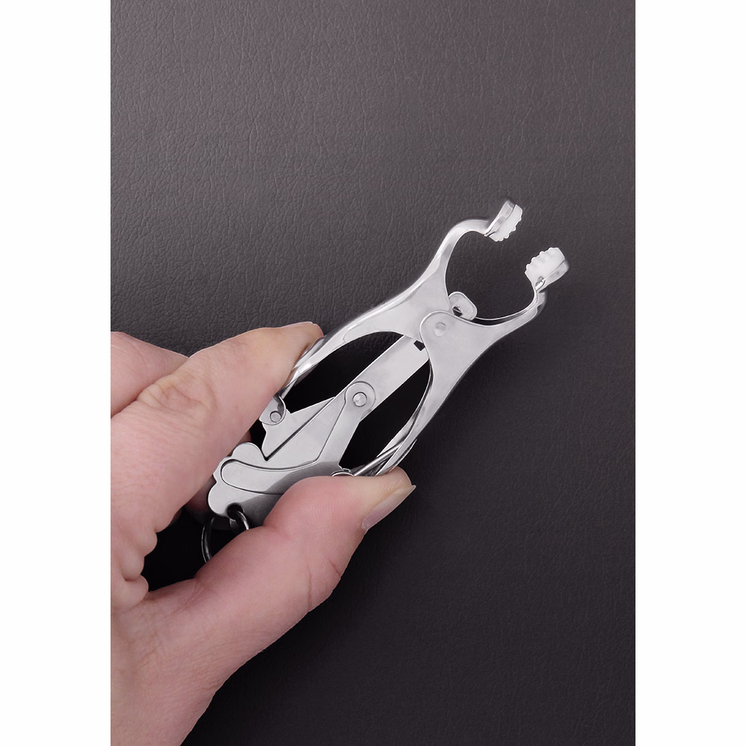 2 Squeezer Teaser Clover Nipple Clamps with Ring - 4