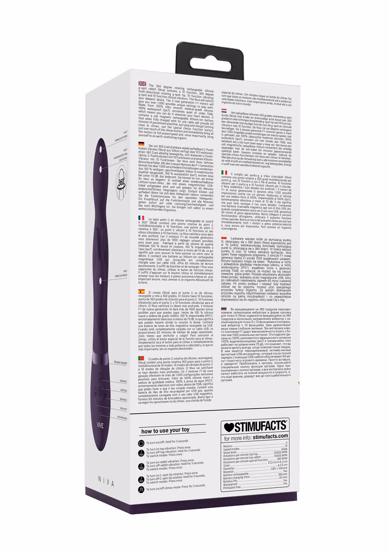 Niva - Rotating Rabbit Vibrator - Purple - 3