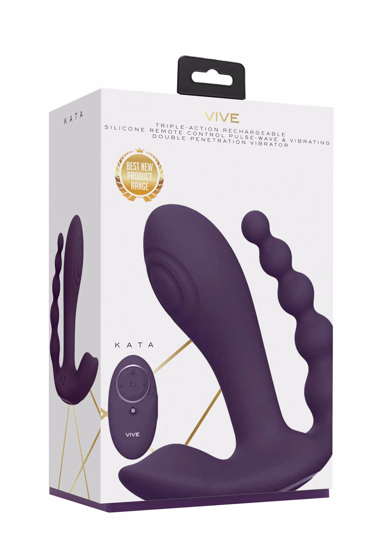 Kata - Pulse Wave  Vibrating Double Penetration Vibrator - Purple - 2