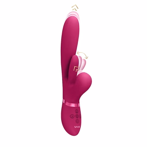 Kura - Thrusting G-Spot Vibrator with Flapping Tongue and Pulse Wave Stimulator - Pink