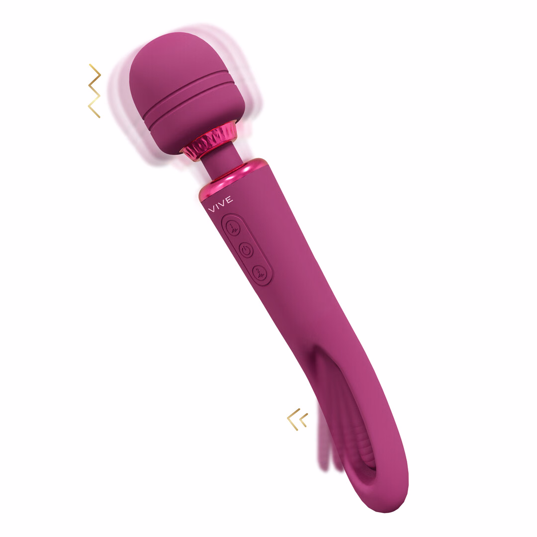 Kiku - Double Ended Wand with Innovative G-Spot Flapping Stimulator - Pink