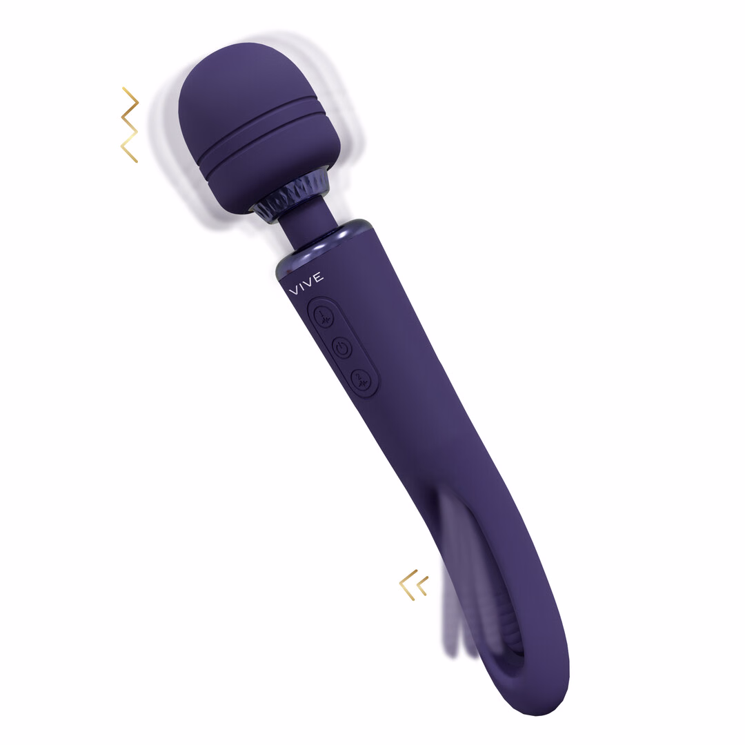 Kiku - Double Ended Wand with Innovative G-Spot Flapping Stimulator - Purple