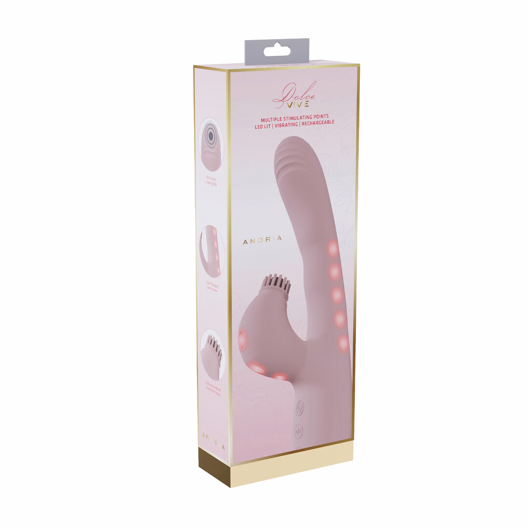 Andria – G-Spot Vibrating and Tap Clit Stimulator with LED – Pink – 2 Andria - G-Spot Vibrating and Tap Clit Stimulator with LED - Pink - 2
