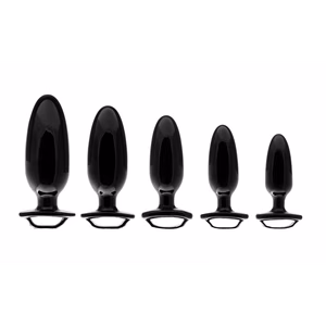 Finger Grip Plug Starter Kit - Butt Plug Kit with Finger Grip - Black