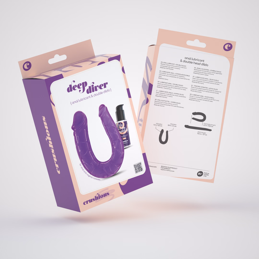 Deep Diver - Double Dildo with Anal Lubricant - 1.7 fl oz / 50 ml - Purple - 2