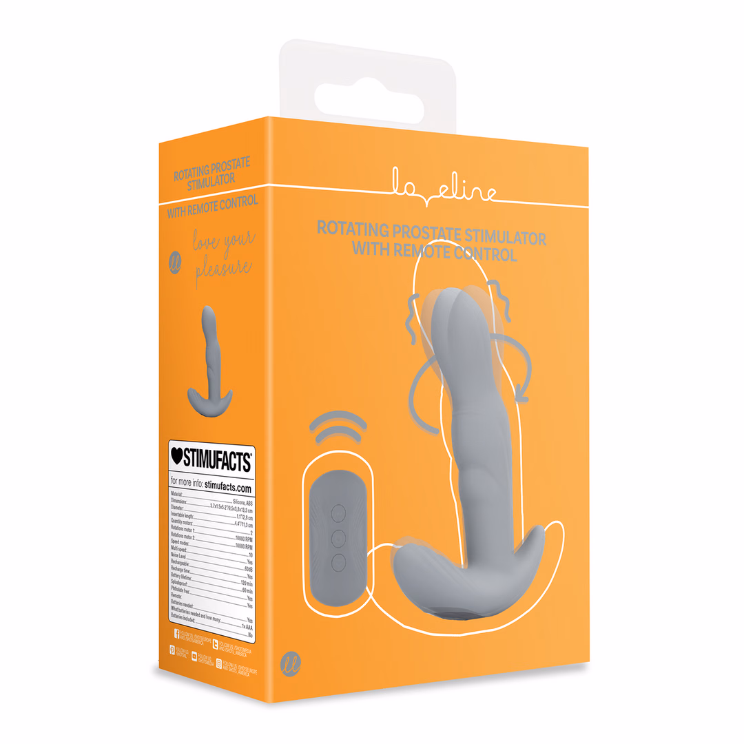 Rotating Prostate Stimulator with Remote Control - Gotham Grey - 2
