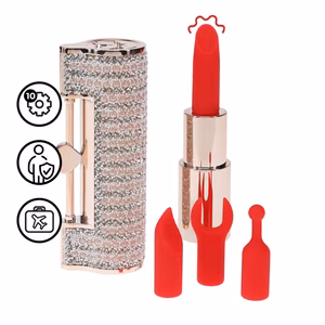 Angel - Lipstick Vibrator with 4 Attachments - Pink