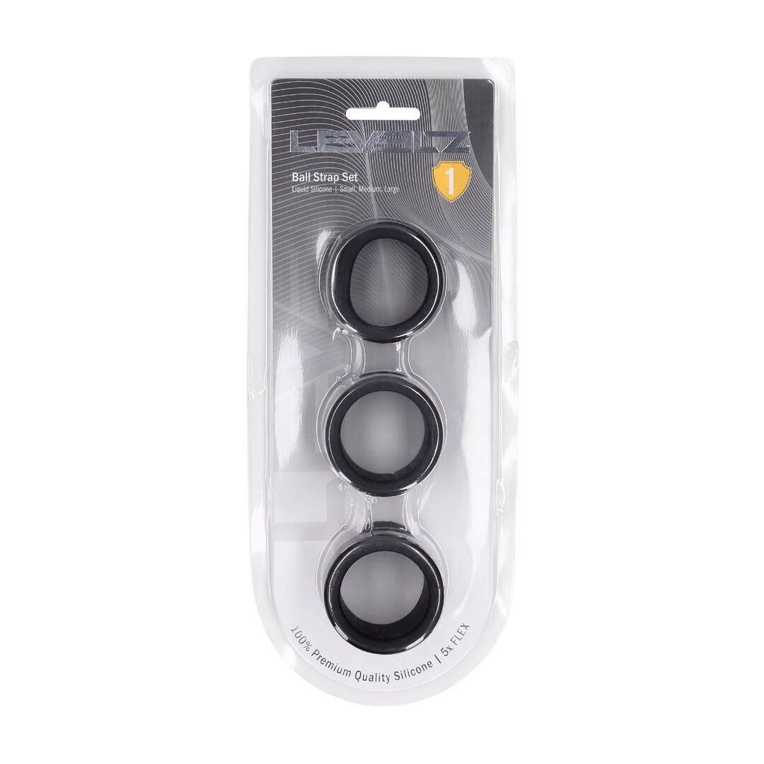 Liquid Silicone Ball Strap Set of 3 - S/M/L - Black - 2