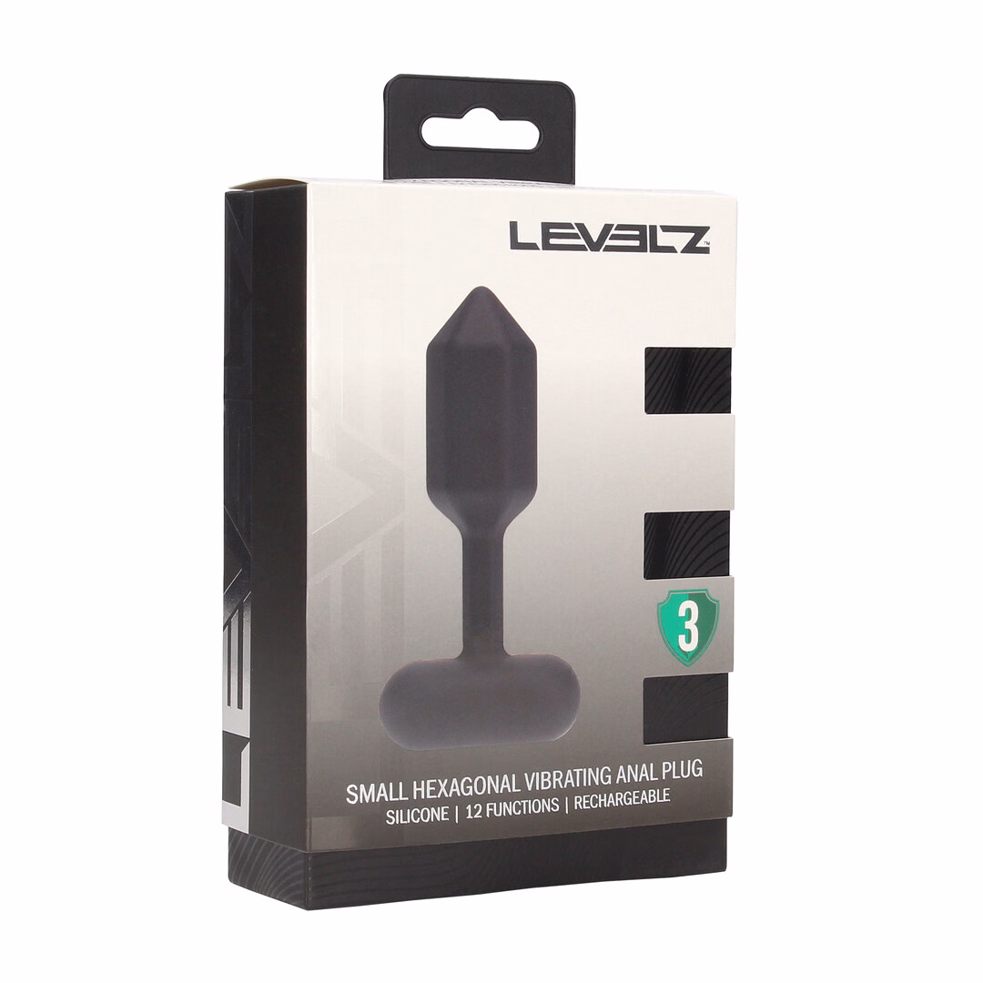 Hexagonal Vibrating Silicone Anal Plug - S - Black - 2