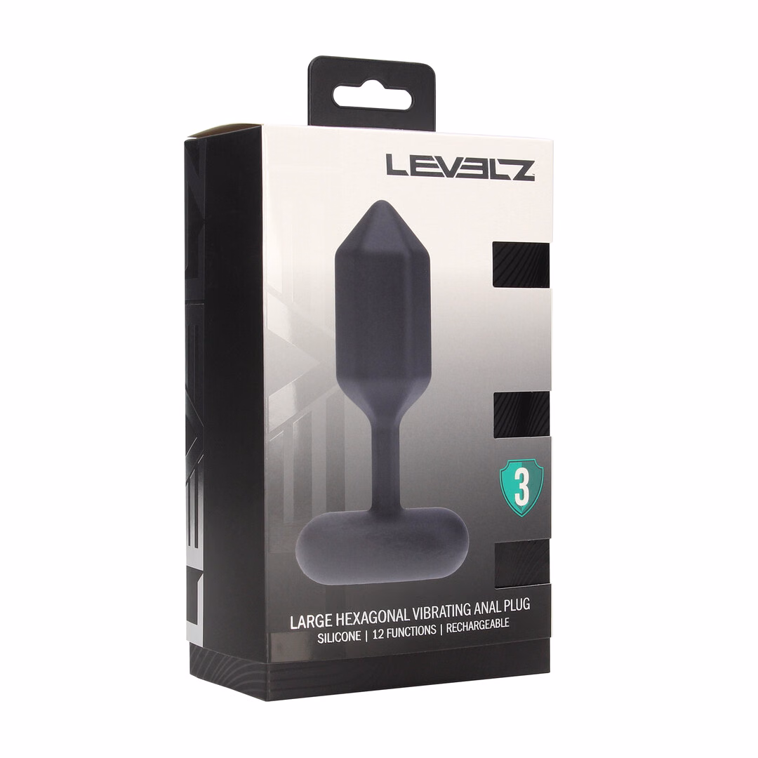 Hexagonal Vibrating Silicone Anal Plug - L - Black - 2