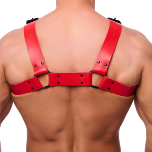 Bulldog Leather Harness - S/M - Red - 2